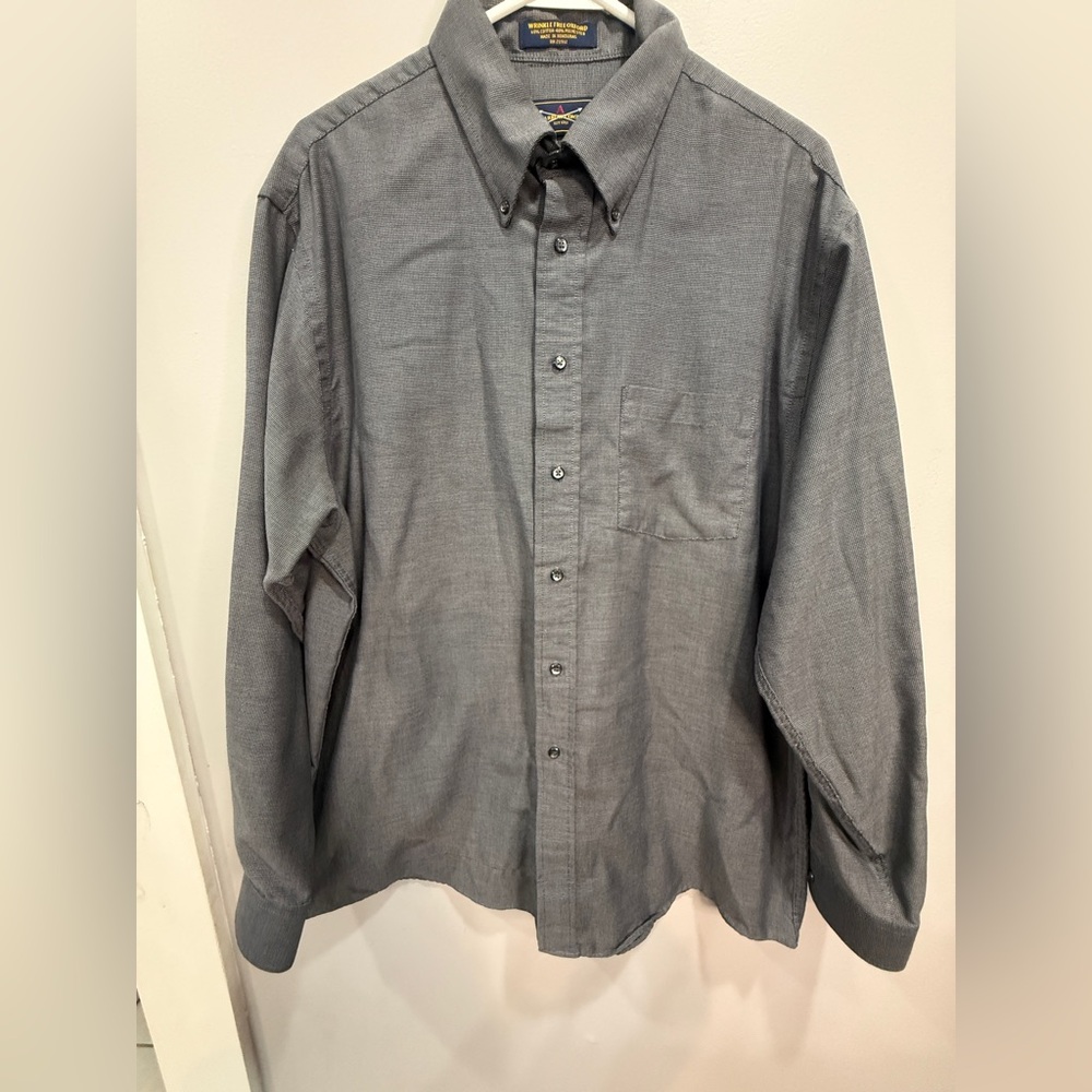 Arrow Company Men’s 17.5 34/35 Wrinkle Free Oxford Button Down Shirt Gray